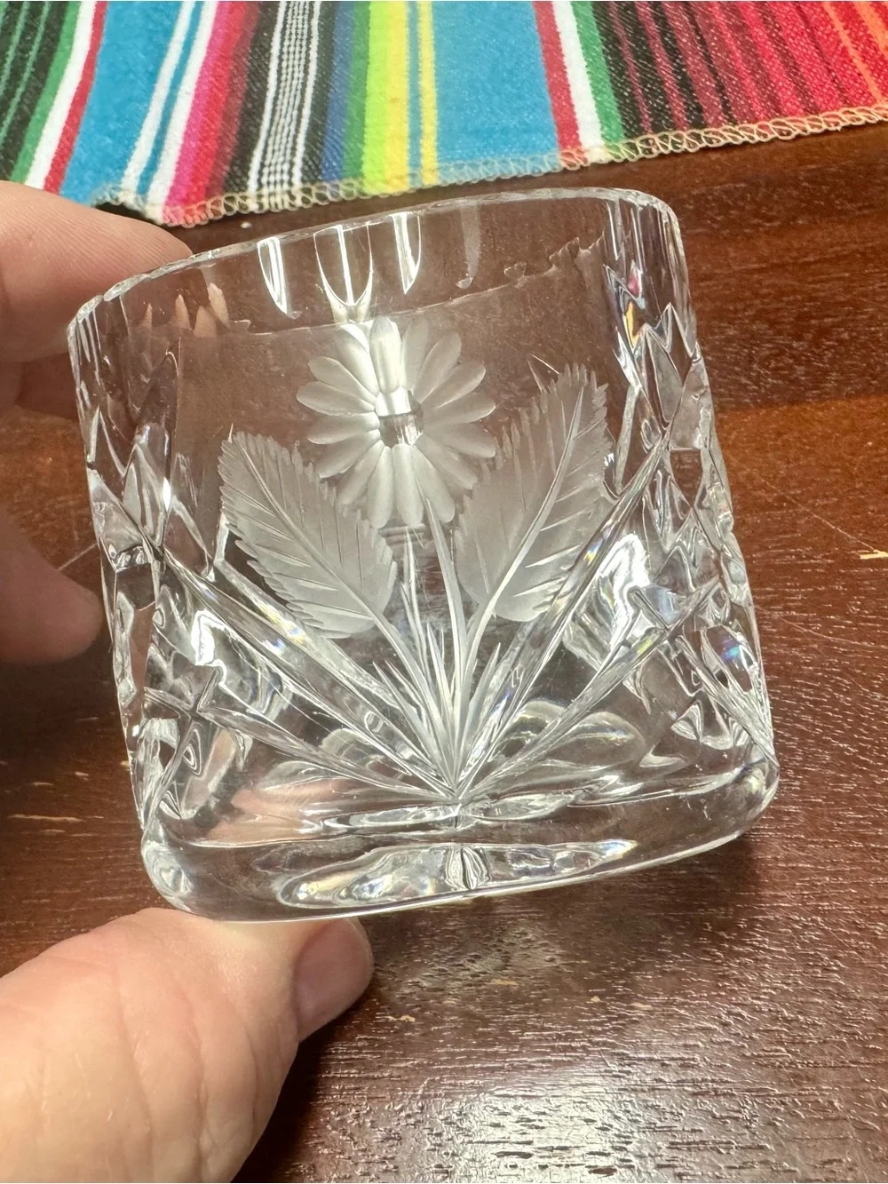 Crystal Etched Floral Toothpick holder